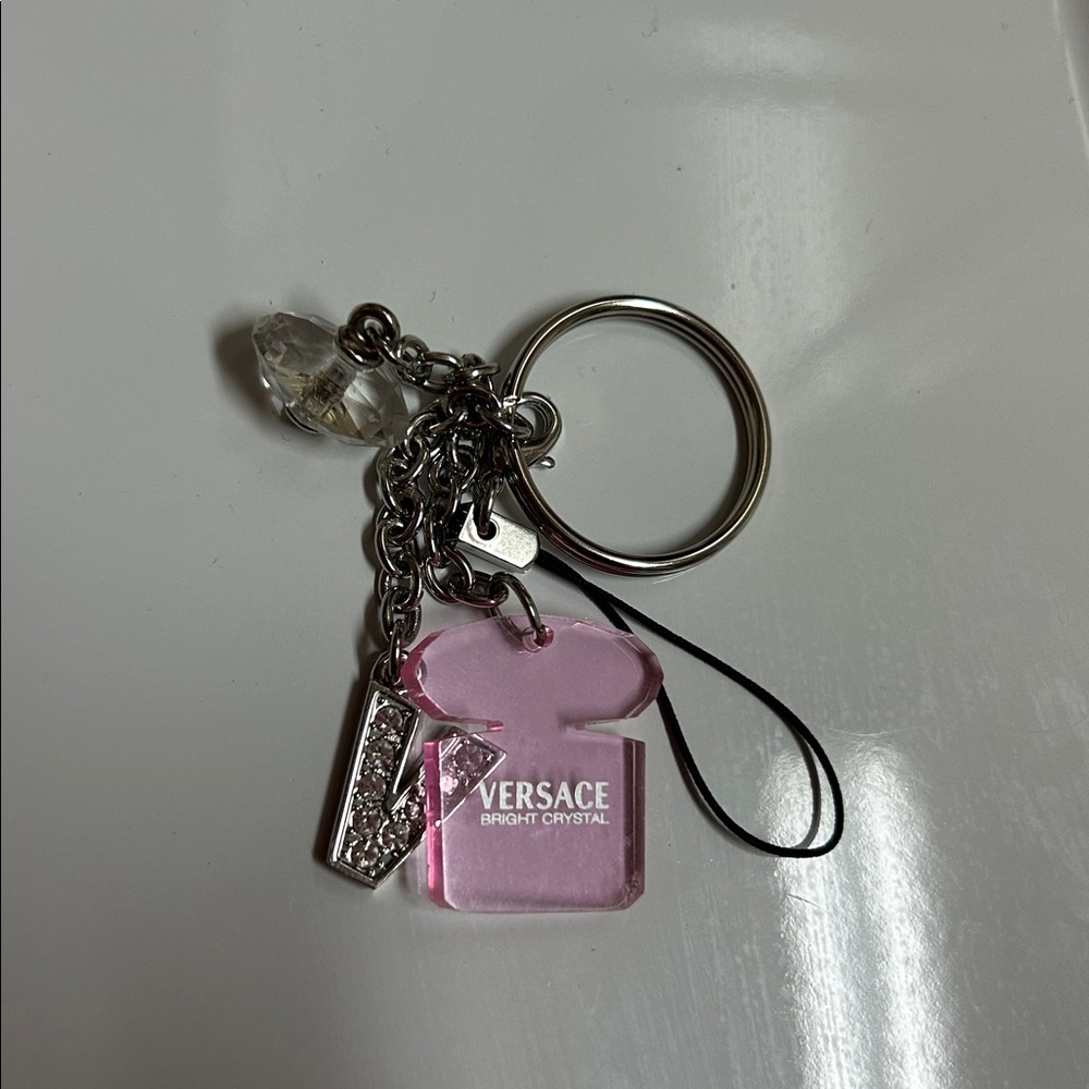 Versace Pink and Silver Keychain with Crystal Charm - Picture 2 of 3